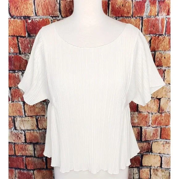 Madewell Texture & Thread Micropleat Cropped Top Ivory H8114 Women’s Small - Picture 2 of 6